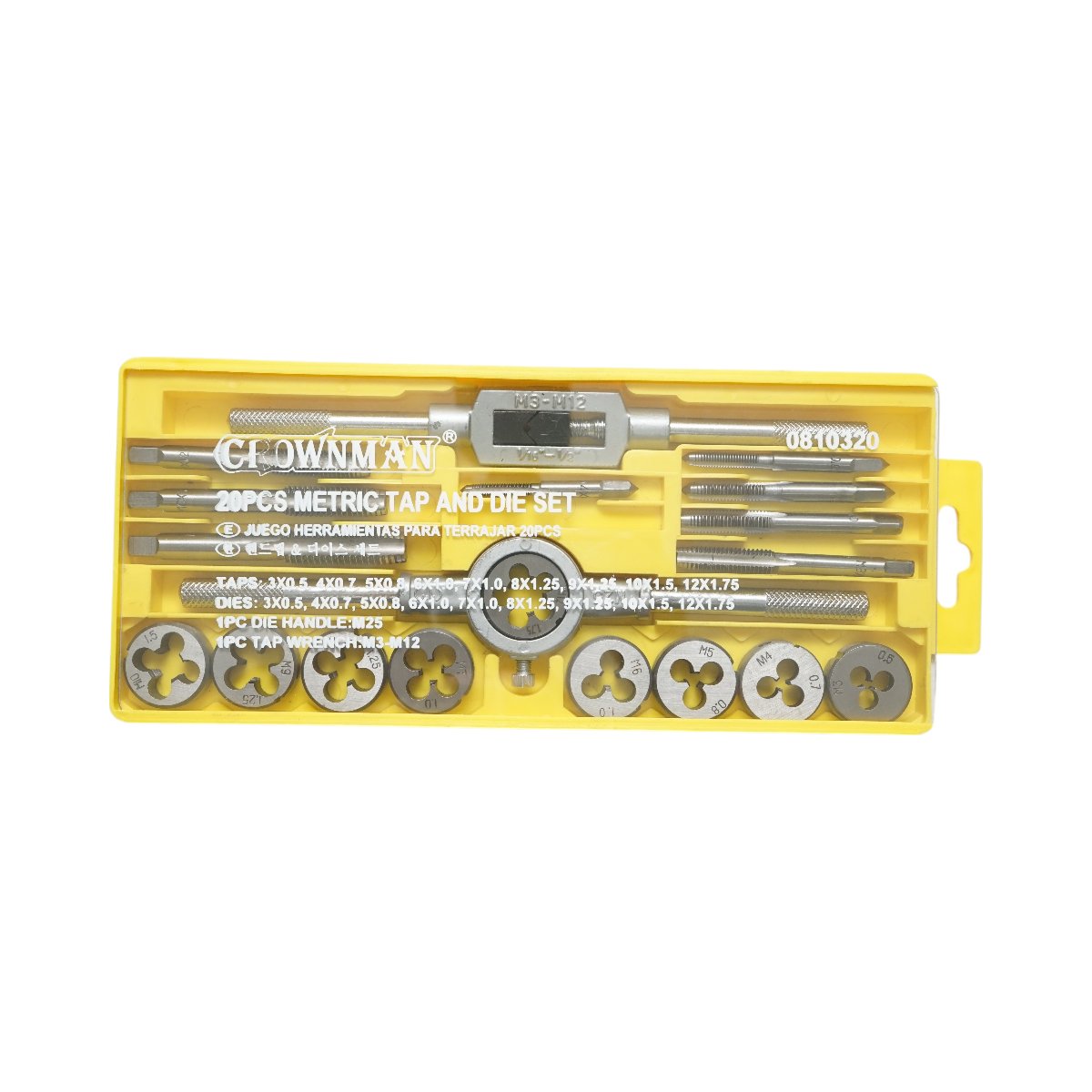 Trusa tarozi si filiere metrice M3-M12mm 20 piese Crownman